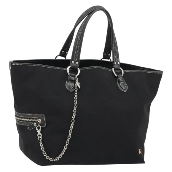 BURBERRY Blue Label Tote Bag Canvas Black Silver Auth 176595