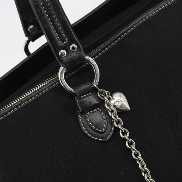 BURBERRY Blue Label Tote Bag Canvas Black Silver Auth 176595
