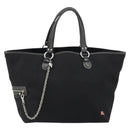 BURBERRY Blue Label Tote Bag Canvas Black Silver Auth 176595-13