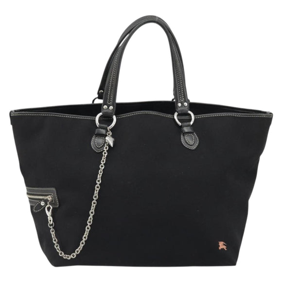 BURBERRY Blue Label Tote Bag Canvas Black Silver Auth 176595