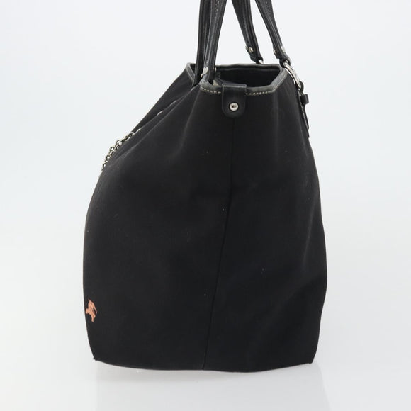BURBERRY Blue Label Tote Bag Canvas Black Silver Auth 176595