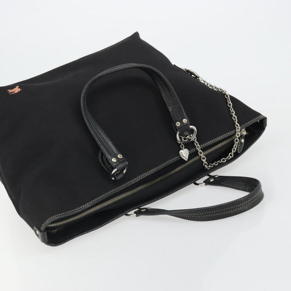 BURBERRY Blue Label Tote Bag Canvas Black Silver Auth 176595