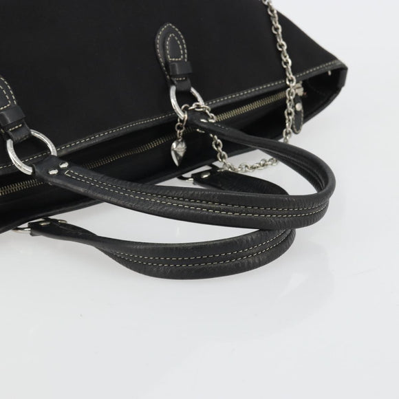 BURBERRY Blue Label Tote Bag Canvas Black Silver Auth 176595