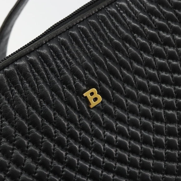 BALLY Shoulder Bag Leather Black Gold Auth 176596