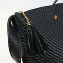 BALLY Shoulder Bag Leather Black Gold Auth 176596-10