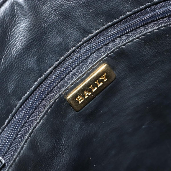 BALLY Shoulder Bag Leather Black Gold Auth 176596