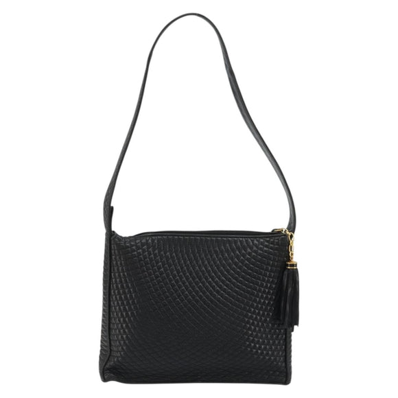 BALLY Shoulder Bag Leather Black Gold Auth 176596