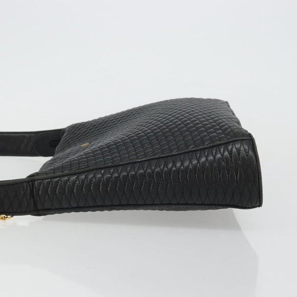 BALLY Shoulder Bag Leather Black Gold Auth 176596