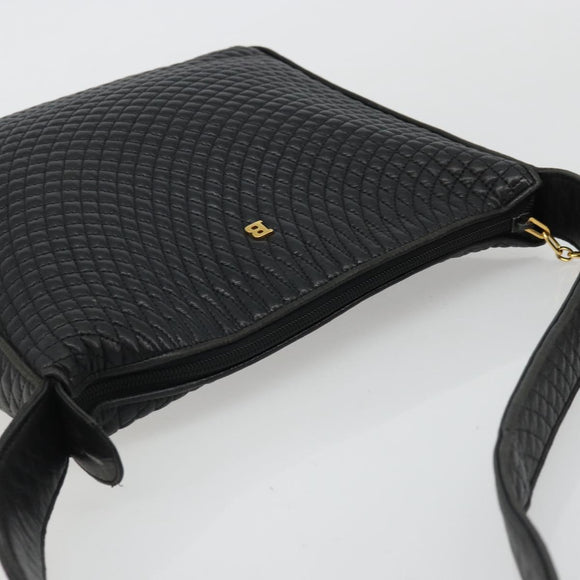 BALLY Shoulder Bag Leather Black Gold Auth 176596