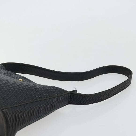 BALLY Shoulder Bag Leather Black Gold Auth 176596