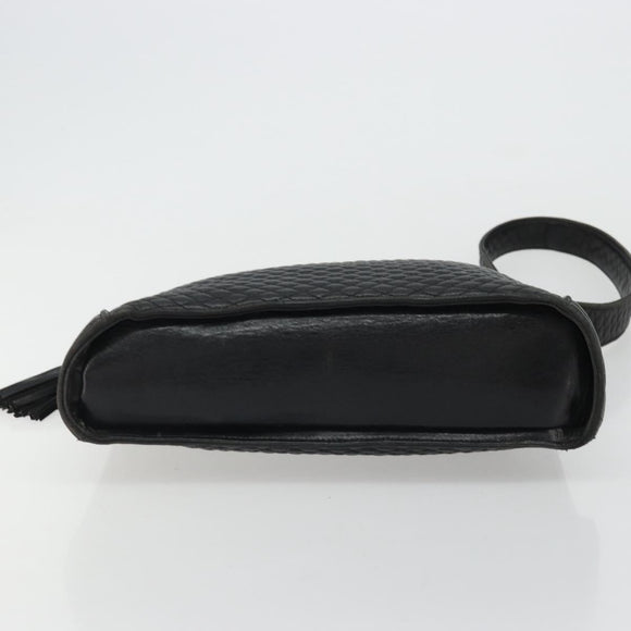 BALLY Shoulder Bag Leather Black Gold Auth 176596