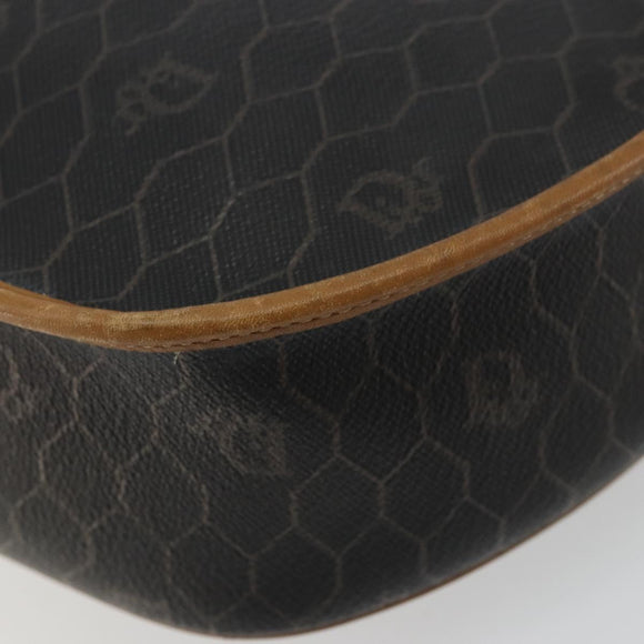 Christian Dior Honeycomb Canvas Shoulder Bag PVC Black Gold Auth 176598A