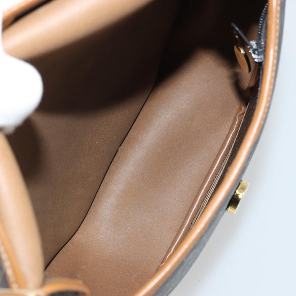 Christian Dior Honeycomb Canvas Shoulder Bag PVC Black Gold Auth 176598A