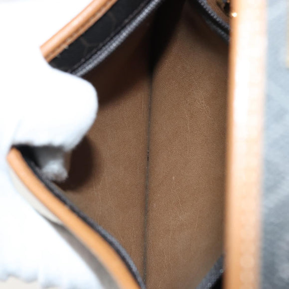 Christian Dior Honeycomb Canvas Shoulder Bag PVC Black Gold Auth 176598A
