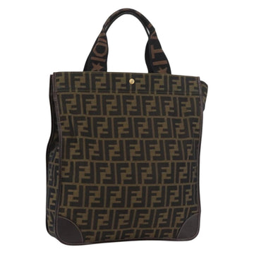 FENDI Zucca Canvas Hand Bag Black Brown Auth 176600