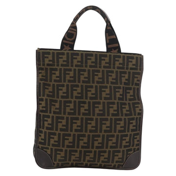 FENDI Zucca Canvas Hand Bag Black Brown Auth 176600 - 0
