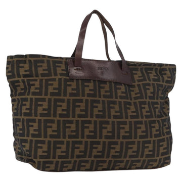FENDI Zucca Canvas Tote Bag Brown Black Auth 176601