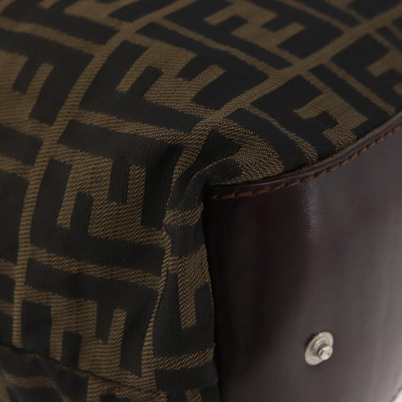 FENDI Zucca Canvas Tote Bag Brown Black Auth 176601