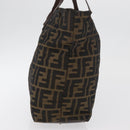 FENDI Zucca Canvas Tote Bag Brown Black Auth 176601-4