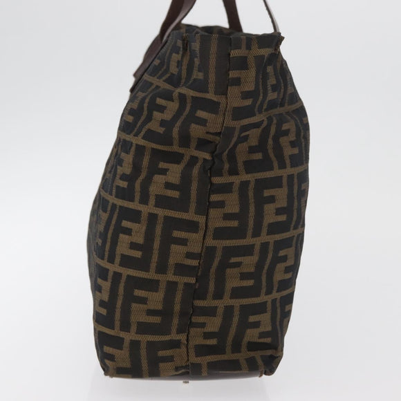FENDI Zucca Canvas Tote Bag Brown Black Auth 176601