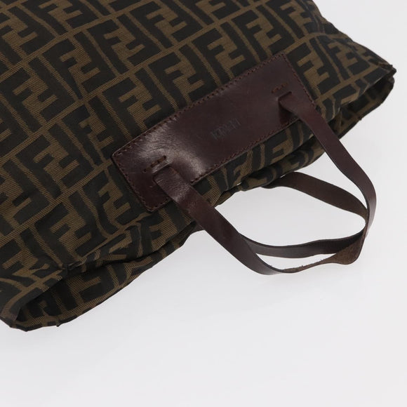 FENDI Zucca Canvas Tote Bag Brown Black Auth 176601