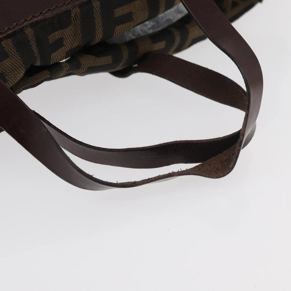 FENDI Zucca Canvas Tote Bag Brown Black Auth 176601