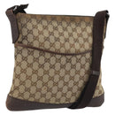 GUCCI GG Canvas Shoulder Bag Beige Silver 145857 Auth 176602-1