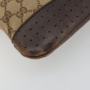 GUCCI GG Canvas Shoulder Bag Beige Silver 145857 Auth 176602-11