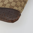 GUCCI GG Canvas Shoulder Bag Beige Silver 145857 Auth 176602-12