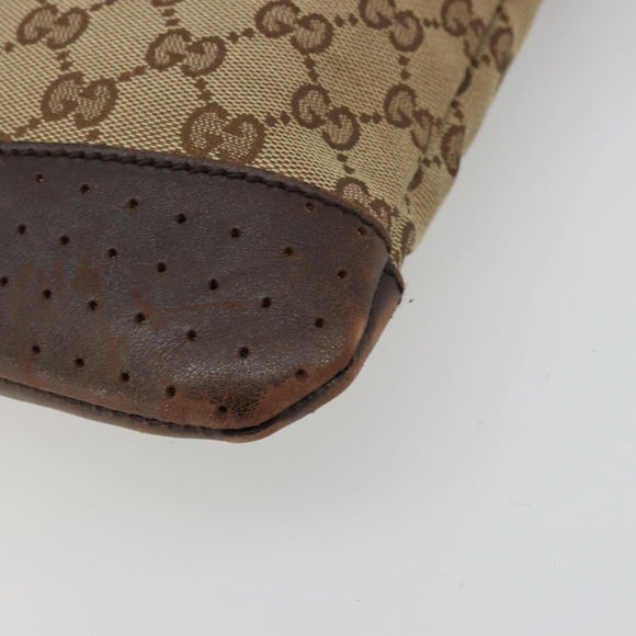 GUCCI GG Canvas Shoulder Bag Beige Silver 145857 Auth 176602