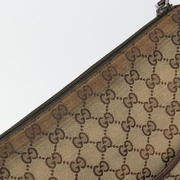GUCCI GG Canvas Shoulder Bag Beige Silver 145857 Auth 176602