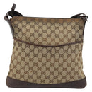GUCCI GG Canvas Shoulder Bag Beige Silver 145857 Auth 176602-2