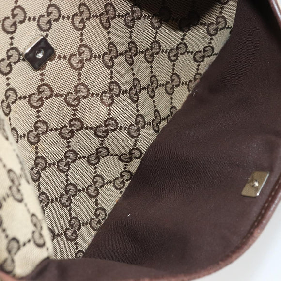 GUCCI GG Canvas Shoulder Bag Beige Silver 145857 Auth 176602