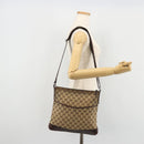 GUCCI GG Canvas Shoulder Bag Beige Silver 145857 Auth 176602-24