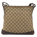 GUCCI GG Canvas Shoulder Bag Beige Silver 145857 Auth 176602-3