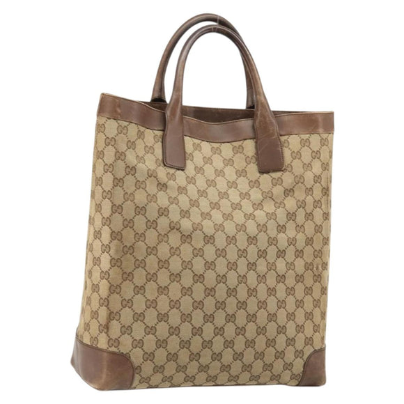 GUCCI GG Canvas Hand Bag Beige Silver 002 1121 1669 Auth 176604