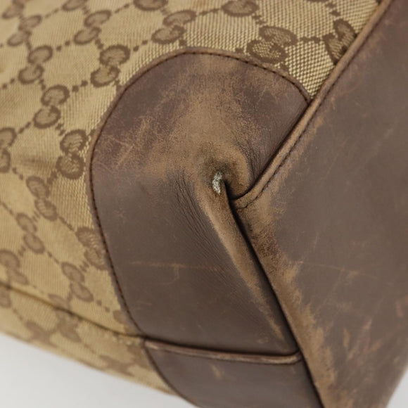GUCCI GG Canvas Hand Bag Beige Silver 002 1121 1669 Auth 176604