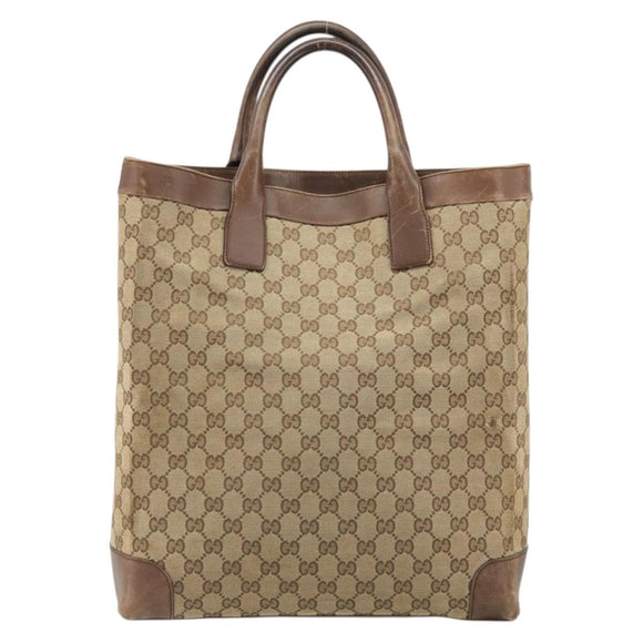 GUCCI GG Canvas Hand Bag Beige Silver 002 1121 1669 Auth 176604