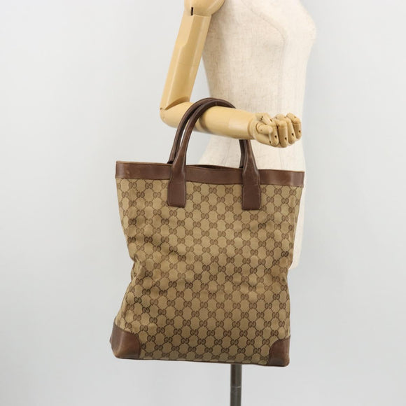 GUCCI GG Canvas Hand Bag Beige Silver 002 1121 1669 Auth 176604