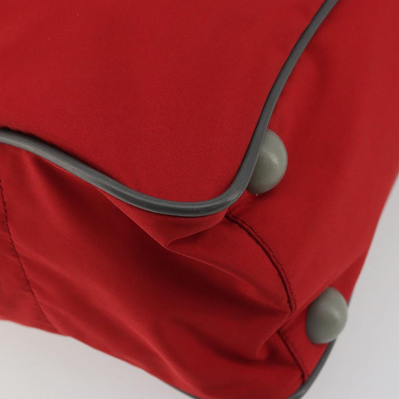 PRADA Sports Hand Bag Nylon Red Silver Auth 176606