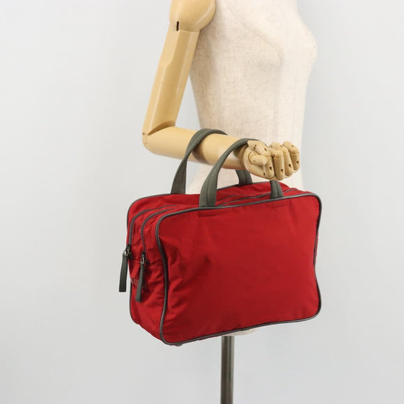 PRADA Sports Hand Bag Nylon Red Silver Auth 176606