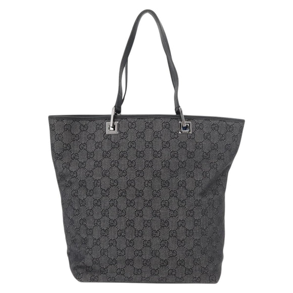 GUCCI GG Canvas Tote Bag Black Silver 31243 Auth 176607