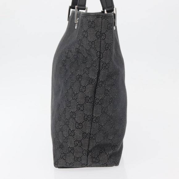 GUCCI GG Canvas Tote Bag Black Silver 31243 Auth 176607