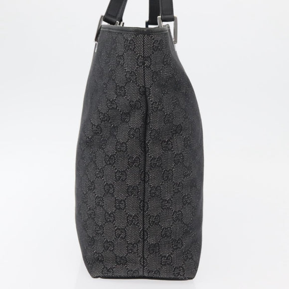 GUCCI GG Canvas Tote Bag Black Silver 31243 Auth 176607