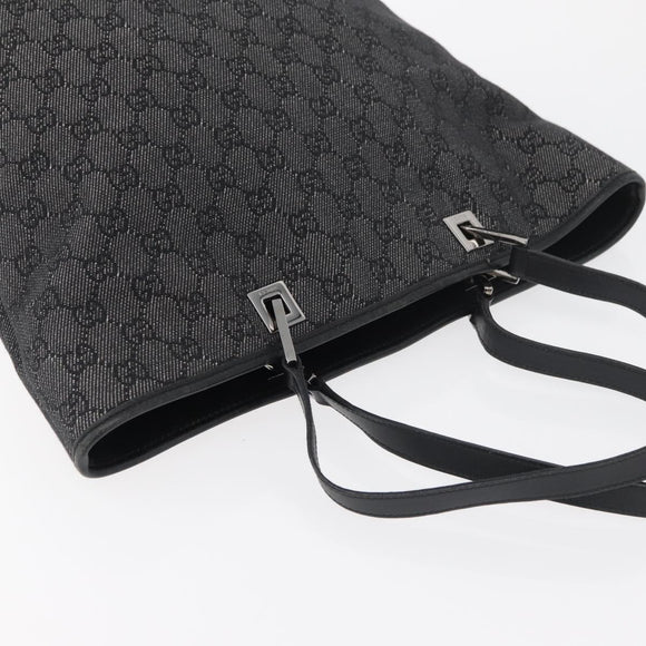 GUCCI GG Canvas Tote Bag Black Silver 31243 Auth 176607