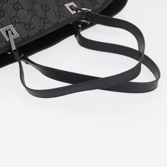 GUCCI GG Canvas Tote Bag Black Silver 31243 Auth 176607