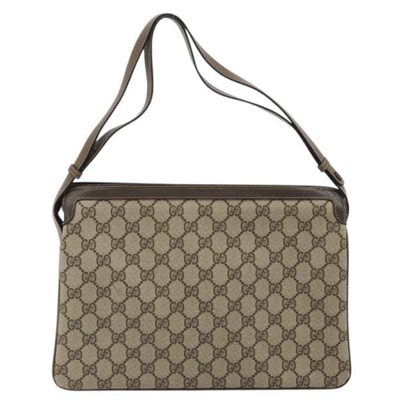 GUCCI GG Supreme Web Sherry Line Bag PVC Beige Gold 14 02 013 Auth 176608