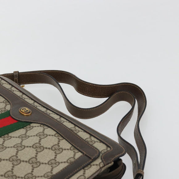 GUCCI GG Supreme Web Sherry Line Bag PVC Beige Gold 14 02 013 Auth 176608