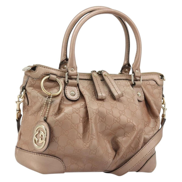 GUCCI GG Canvas Guccissima Sukey Bag Leather 2way Pink Gold 247902 Auth 176609
