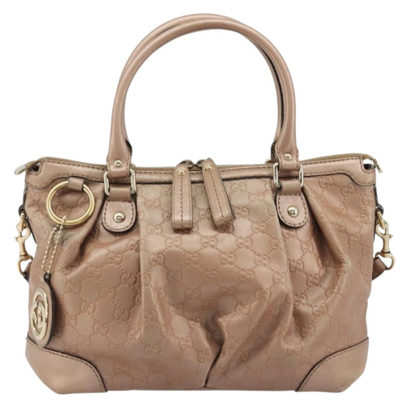 GUCCI GG Canvas Guccissima Sukey Bag Leather 2way Pink Gold 247902 Auth 176609